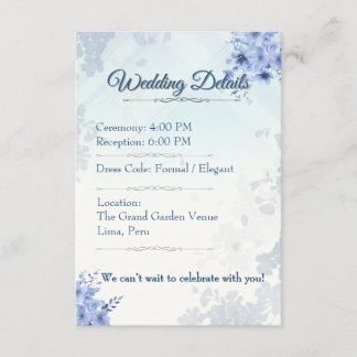 Details Card Elegant Wedding Card editable Tilläggskort