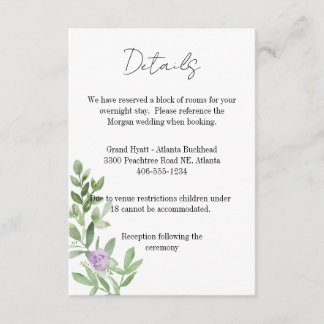 Details Card Wedding lavender purple OSA Kort