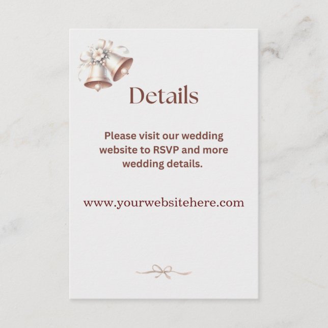 Details Enclosure Pink Wedding Bells Invitation  Tilläggskort (Framsida)