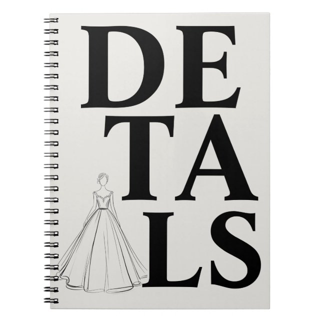 "DETAJER" Typografi | Modern & Säkert Bröllop Anteckningsbok (Framsidan)