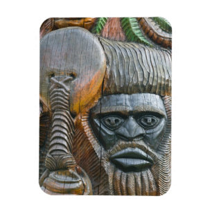 Detalj av Kanak-totempåle, Noumea, Ny Magnet