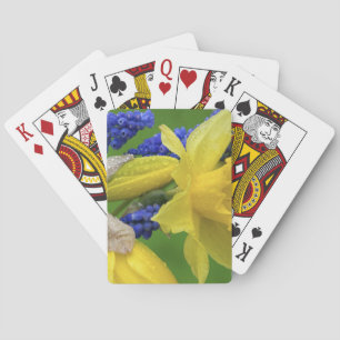 Detalj av påsklilja och hyacintblommor. Kredit Casinokort