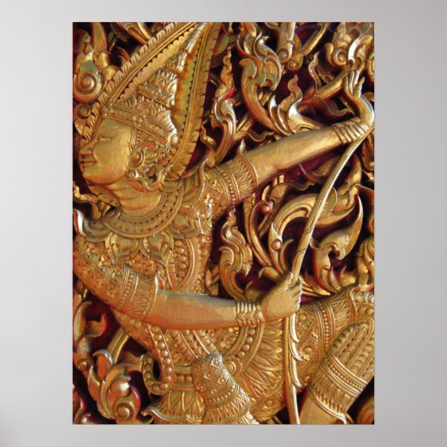 Detalj av thailändsk buddhisttempel poster (Framsidan)