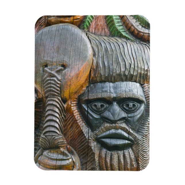 Detalj för Kanak totem-polen, Noumea, New Magnet (Vertikal)