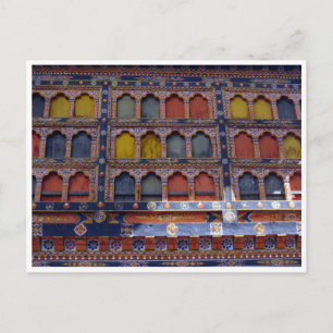 detalj för paro dzong-fönster vykort