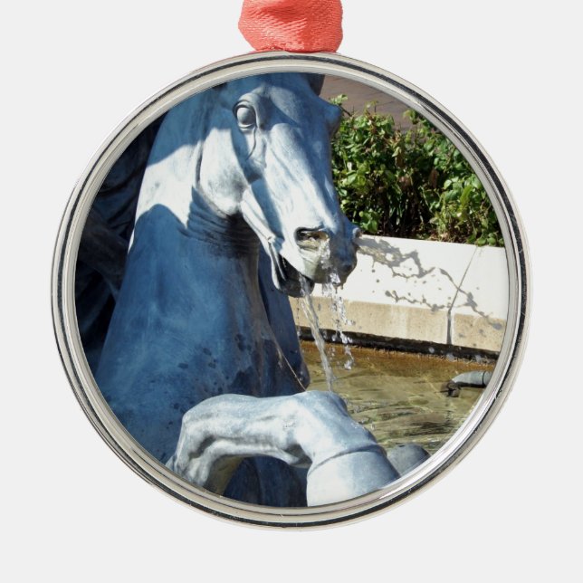 Detalj om Neptunes häst, Plaza Fontän Julgransprydnad Metall (Framsidan)