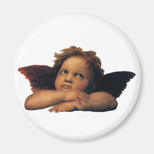 Detalj Sistine Madonna, Änglar, av Raphael Sanzio Magnet