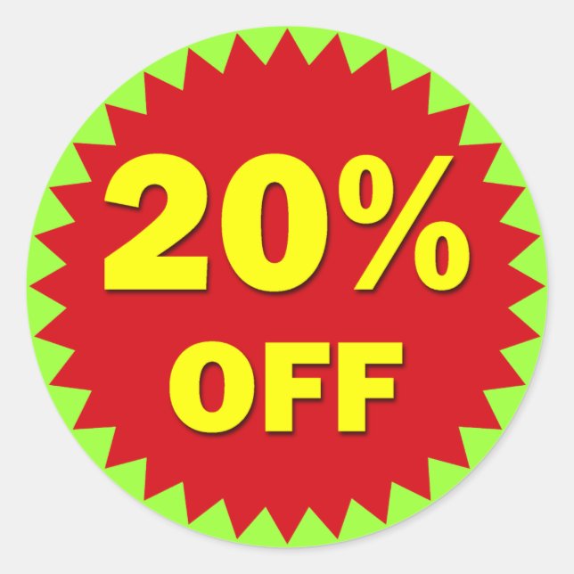 DETALJBADGE - 20 % AV RUNT KLISTERMÄRKE (Framsida)