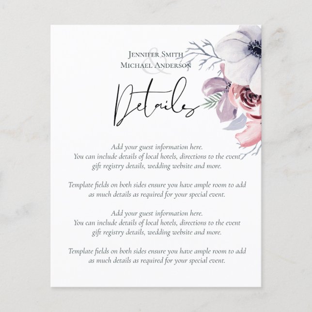 Detaljbudget för Dusty Blue Coral Blommigt Bröllop (Framsida)