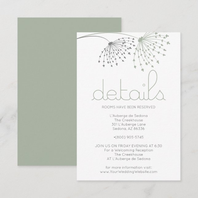 DETALJER | Dörrfläktar för  Grönt Inbjudningar (Fram/baksida)