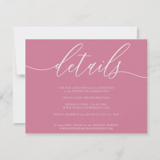 Detaljer Enkel Signatur Rosa OSA Kort (Framsida)