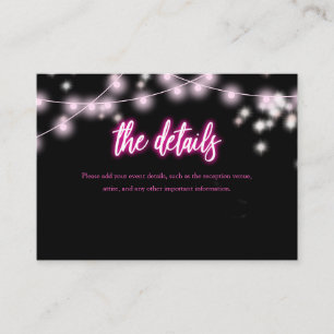 Detaljer för Bat Mitzvah Hot Pink Neon Tematisk Fe Tilläggskort