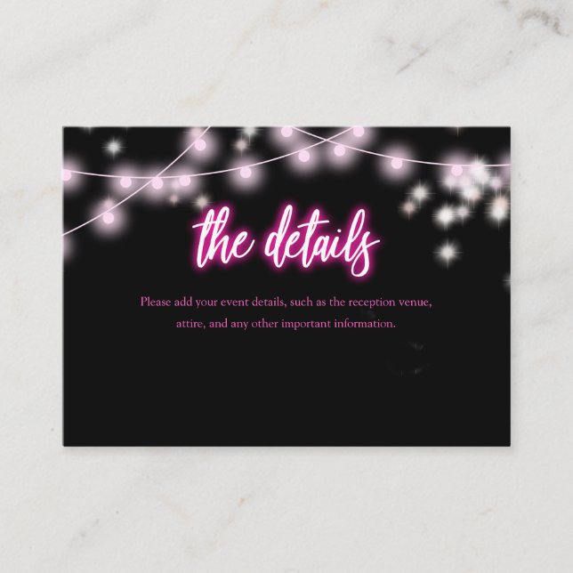 Detaljer för Bat Mitzvah Hot Pink Neon Tematisk Fe Tilläggskort (Framsida)