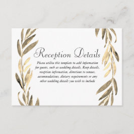 Detaljer för bröllopsfest med guldblekrona tilläggskort