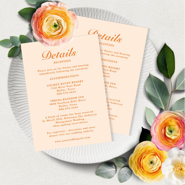 Detaljer för enkel modern Elegant Patel Peach Bröl Tilläggskort (Skapare uppladdad)