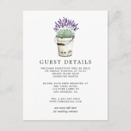 Detaljer för gäst till lavenhyddbröllop tilläggskort