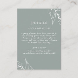 Detaljer för Modern Grön Blad Trädgård Bröllop Tilläggskort