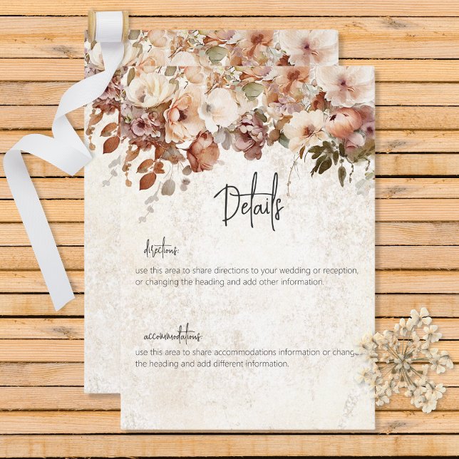 Detaljer för rustik Neutralt och Rosa Blommigt Tilläggskort (Skapare uppladdad)