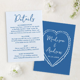 Detaljer för Whimsical Blue Heart Bröllop Tilläggskort