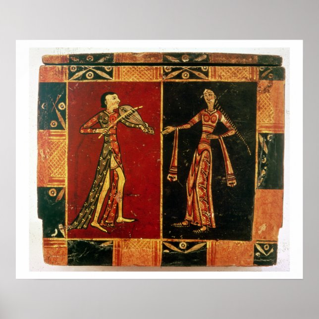 Detaljer från en bröllop-kista som skildrar en mus poster (Framsidan)