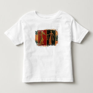 Detaljer från en bröllop-kista som skildrar en mus t-shirt