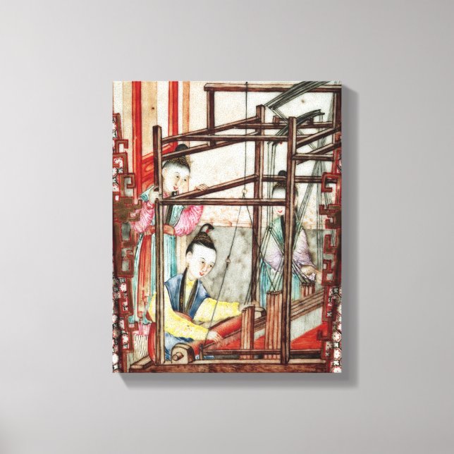 Detaljer från en väv i vas som skildrar silke canvastryck (Framsida)