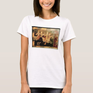 Detaljer från ett bröllop-bröst som skildrar solda t-shirt