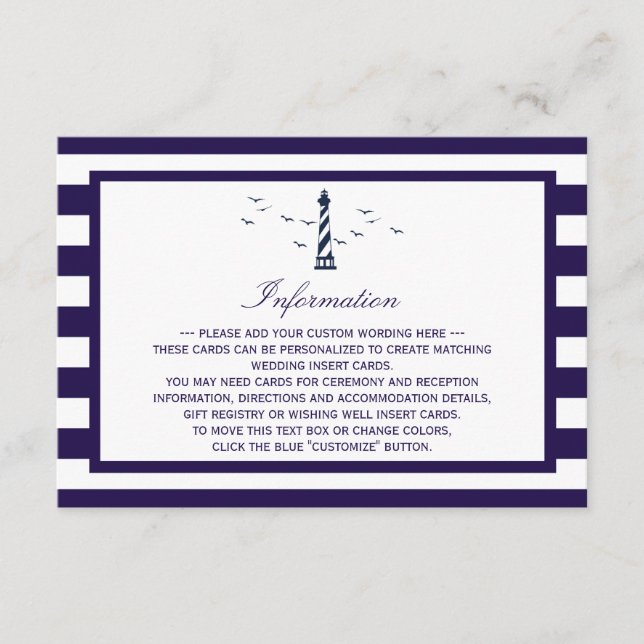 Detaljer från The Nautical Lighthouse Wedding Coll Tilläggskort (Framsida)