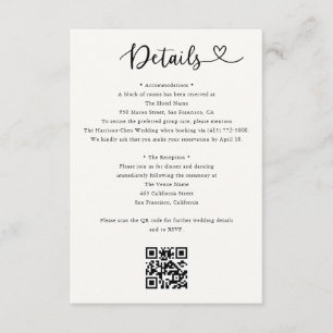 Detaljer Hjärt QR-kod RSVP Bröllop Infogad Kort