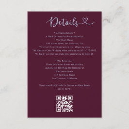 Detaljer Hjärt QR-kod RSVP Bröllop Inneslutande Ko Tilläggskort