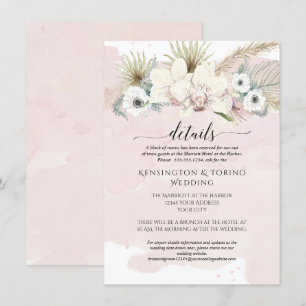 Detaljer Modern Enkel Rosa Vit Blommig Bröllop Inbjudningar