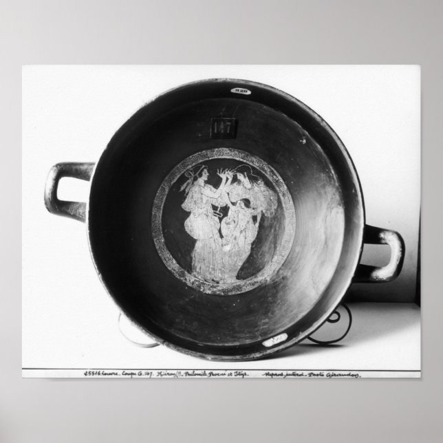 Detaljer om attiskt rödfigur kylix poster (Framsidan)