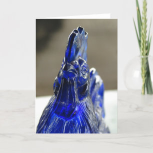 Detaljer om blått glas Tupp Ansikte Kort