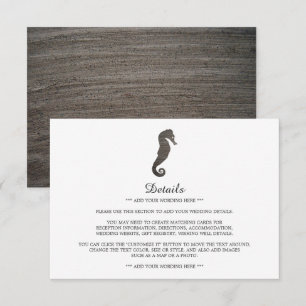 Detaljer om Clay Seahorse Beach Wedding Tilläggskort