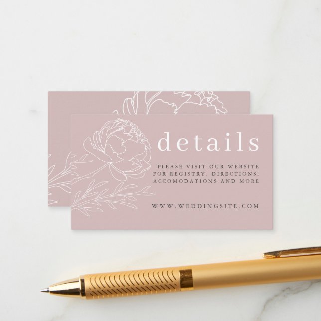 Detaljer om den moderna Elegantens  Rosa Blommigt  Tilläggskort (Fram/Back In Situ)