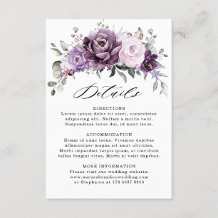 Detaljer om Dusty Lila Bloom Blommigt Bröllop Tilläggskort