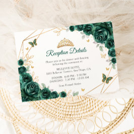 Detaljer om Emerald Grönt Guld Blommigt Quinceaner Tilläggskort