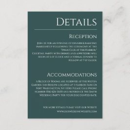 Detaljer om Emerald Grönt och White-Bröllop - Info Tilläggskort