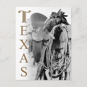Detaljer om en Cowboys sadel i Texas Vykort