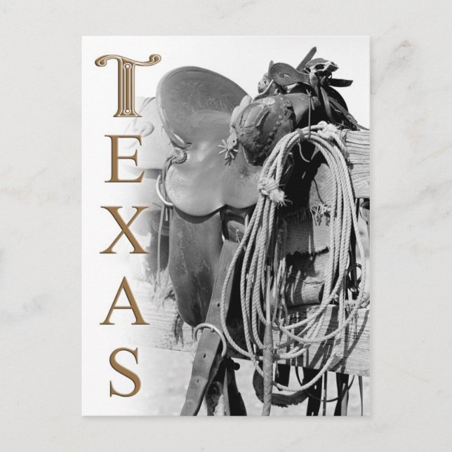Detaljer om en Cowboys sadel i Texas Vykort (Framsida)