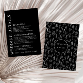 Detaljer om enkel, latinsk svart blommigt bröllop tilläggskort