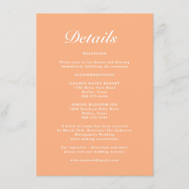 Detaljer om enkel modern Elegant Pastel Peach Bröl Tilläggskort (Framsida)