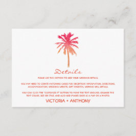 Detaljer om Handflatan Träd Beach Wedding Tilläggskort