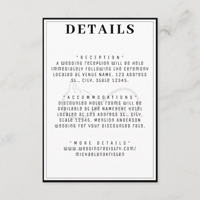 Detaljer om Infinity Symbol Bröllop Tilläggskort (Framsida)