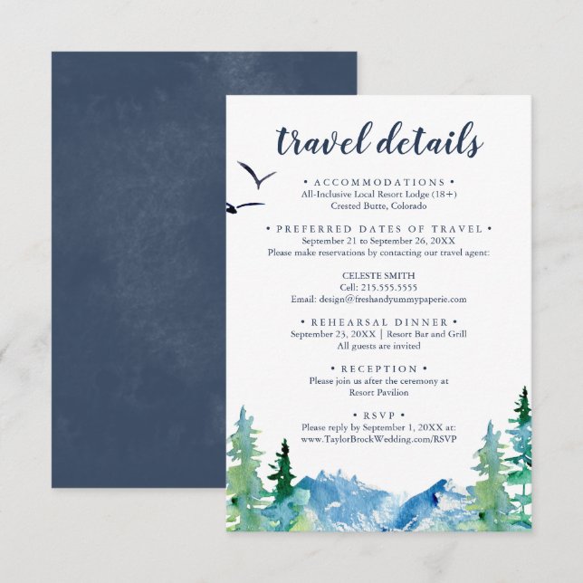 Detaljer om Rocky Mountain Destination Wedding Tra Tilläggskort (Fram/baksida)