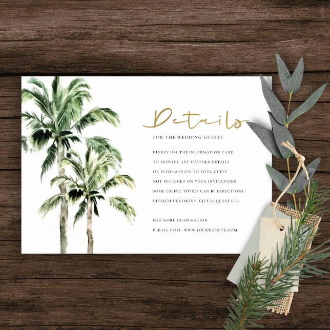 Detaljer om Tropical Beach Handflatan Träd Rustic  Tilläggskort (Skapare uppladdad)