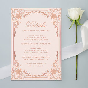 Detaljer Rose Guld Rodnad Elegant Vintage Bröllop Tilläggskort