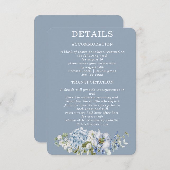 Detaljer Sagegrön och Damblå Inbjudningar (Fram/baksida)