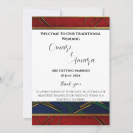 Detaljerad afrocentrisk mottagningsbröllopsprogram inbjudningar