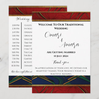 Detaljerad afrocentrisk mottagningsbröllopsprogram inbjudningar